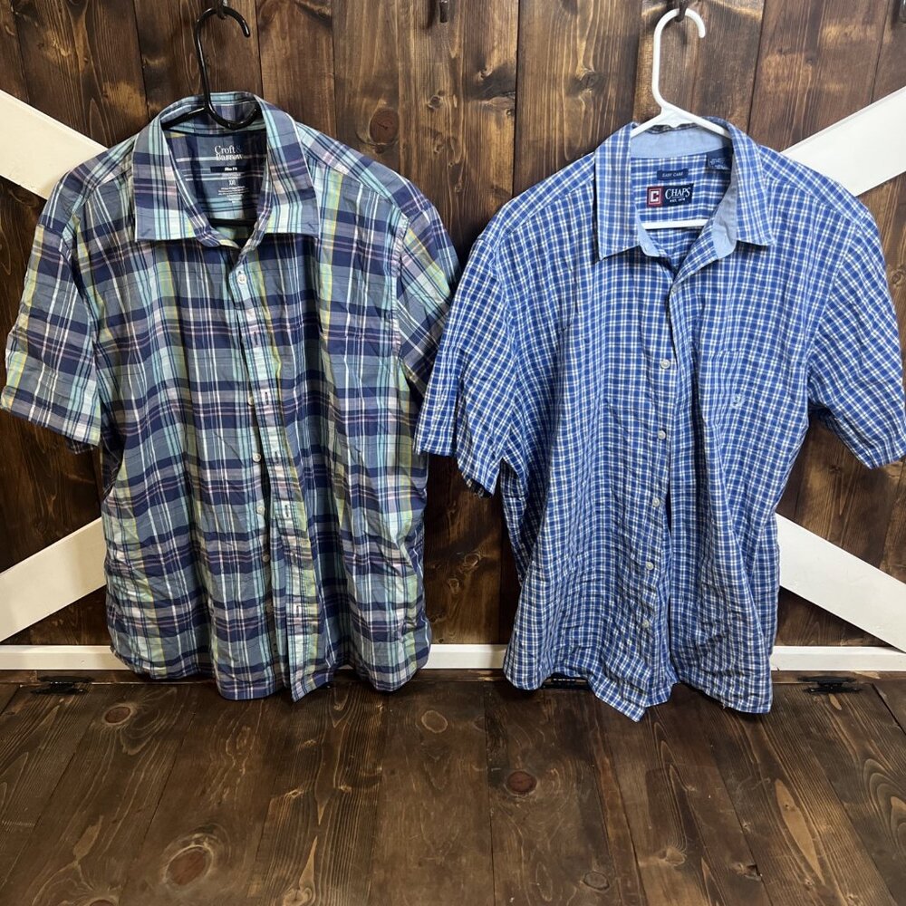 Chaps Easy Care Croft & Barrow Plaid Shirts Size XXL Men's